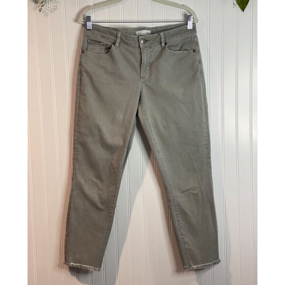 Loft Womens Olive Green High-Rise Curvy Skinny Crop Jeans Size 29/8 - Picture 1 of 11